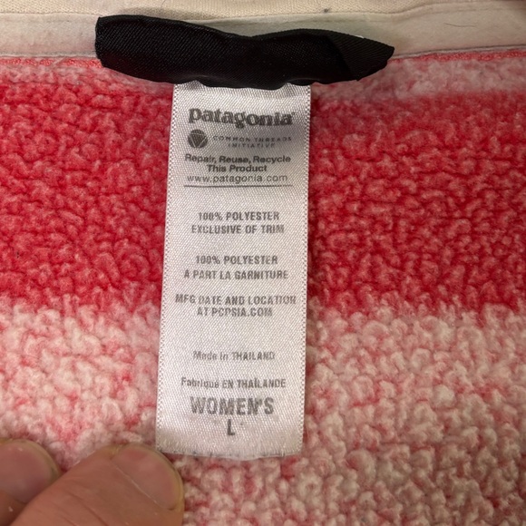 Patagonia Women’s Light Pink Striped Half-Zip Fleece Pullover Size L - Picture 5 of 11